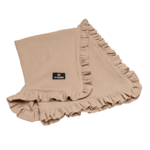 T-Tomi BIO Mušelínová deka s volánkem Beige obraz