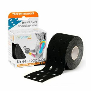 BronVit Sport Kinesio Tape děrovaný 5 cm x 5 m tejpovací páska černá obraz