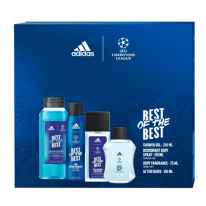Adidas UEFA Best Of The Best - voda po holení 100 ml + deodorant s rozprašovačem 75 ml + sprchový gel 250 ml + deodorant ve spreji 150 ml obraz