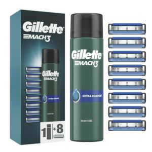 Gillette Náhradní hlavice Gillette Mach3 8 ks + Gel na holení Extra Comfort (Shave Gel) 200 ml obraz