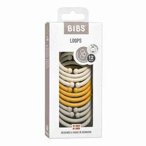 BIBS Loops kroužky 12 ks - Ivory / Honey Bee / Sand obraz