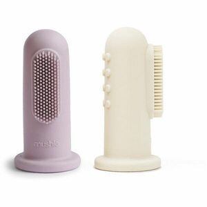 Mushie Finger Toothbrush dětský zubní kartáček na prst Soft Lilac/Ivory 2 ks obraz