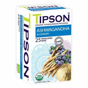 TIPSON Bylinný čaj s ashwagandhou a přírodním aroma borůvek BIO 25 sáčků obraz