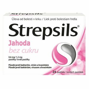STREPSIL Jahoda 0, 6 mg/1.2 mg pastilky 24 kusů obraz
