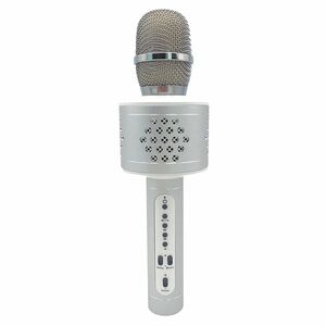 TEDDIES Mikrofon karaoke bluetooth stříbrný na baterie s USB kabelem obraz