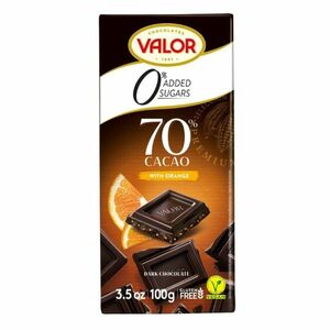 VALOR Čokoláda 70 % kakaa s kousky pomeranče bez přídavku cukru 100 g obraz
