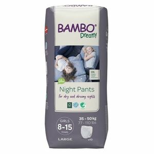 Bambo Dreamy Night Pants Girls 8-15 let 35-50 kg noční plenkové kalhotky 10 ks obraz