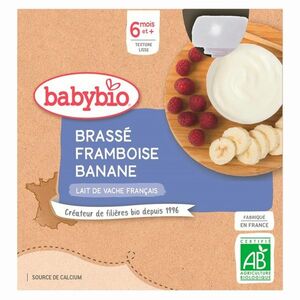 Babybio Brassé Mléčná svačinka malina a banán kapsičky 4x85 g obraz