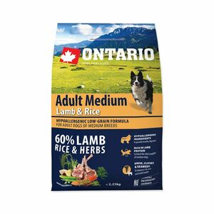 Ontario Adult Medium Lamb&Rice granule 2, 25 kg obraz