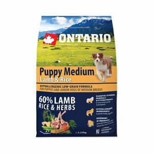 Ontario Puppy Medium Lamb&Rice granule 2, 25 kg obraz