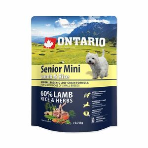 Ontario Senior Mini Lamb&Rice granule 0, 75 kg obraz
