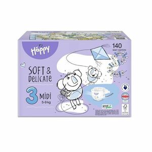 Bella Baby Happy Soft&Delicate 3 Midi 5-9 kg dětské pleny box 140 ks obraz