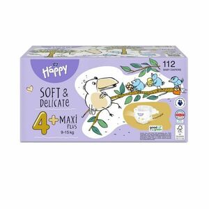 Bella Baby Happy Soft&Delicate 4+ Maxi Plus 9-15 kg dětské pleny box 112 ks obraz