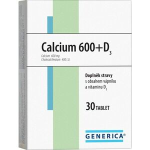 Generica Calcium 600+ vitamín D3 30 tablet obraz