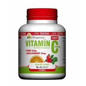 Bio Pharma Vitamin C 1000 mg+šípky 25 mg+bioflovonoidy 34 mg 120 tablet obraz