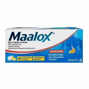 Maalox BEZ CUKRU CITRON 40 žvýkacích tablet obraz