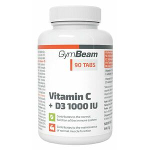 GymBeam Vitamín C+D3 1000IU 90 tablet obraz