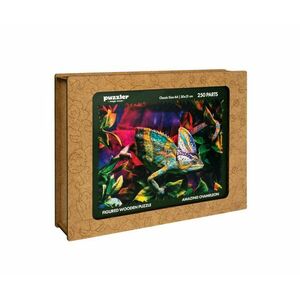 Puzzler Dřevěné barevné puzzle Úžasný chameleon obraz