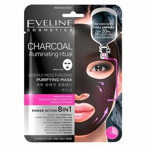 EVELINE Charcoal Hydratační pleťová textilní maska s uhlím 20 ml obraz