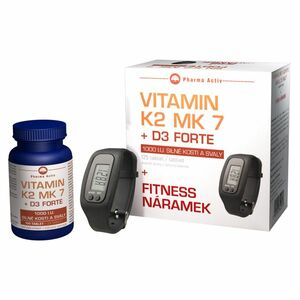 PHARMA ACTIV Vitamín K2 MK 7 + D3 Forte 125 tablet + FITNESS náramek s krokoměrem obraz
