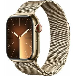 Apple Apple Watch Series 9 Cellular 41mm Zlatá ocel se zlatým milánským tahem obraz