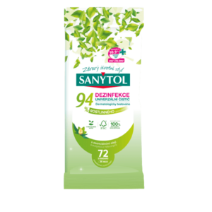 Sanytol Dezinfekce univerzální čistič 94% rostlinného původu, utěrky 72 ks obraz