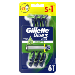 Gillette Blue3 plus sensitive, jednorázové holící strojky pro muže 6 ks obraz