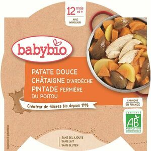 BABYBIO Menu Sladké brambory s kaštanovým pyré a farmářskou perličkou 230 g obraz