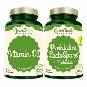 GREENFOOD NUTRITION Probiotics lactoSpore® + prebiotics 60 tobolek + vitamin D3 60 tobolek obraz