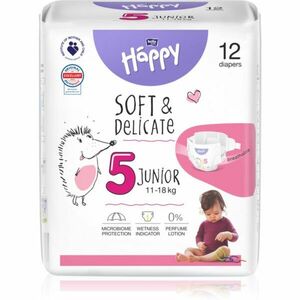 BELLA Baby Happy Soft&Delicate Size 5 Junior jednorázové pleny 11-18 kg 12 ks obraz