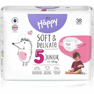BELLA Baby Happy Soft&Delicate Size 5 Junior jednorázové pleny 11-18 kg 38 ks obraz