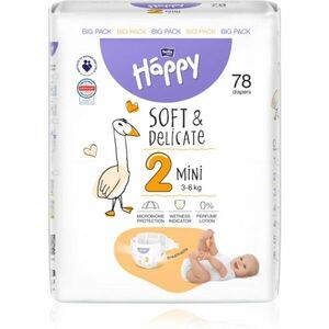 BELLA Baby Happy Soft&Delicate Size 2 Mini jednorázové pleny 3-6 kg 78 ks obraz