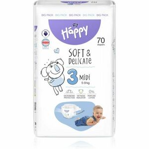 BELLA Baby Happy Soft&Delicate Size 3 MIdi jednorázové pleny 5-9 kg 70 ks obraz