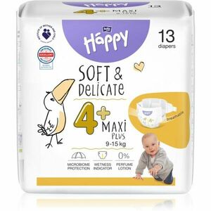 BELLA Baby Happy Soft&Delicate Size 4+ Maxi Plus jednorázové pleny 9-15 kg 13 ks obraz