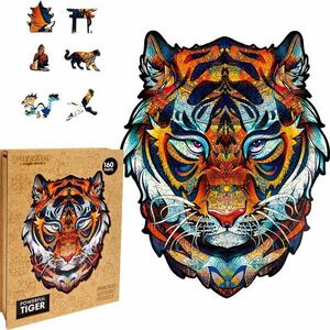 Puzzler Dřevěné barevné puzzle Mocný tygr obraz