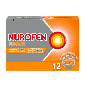 Nurofen Junior Pomeranč 100 mg 12 měkkých tobolek obraz
