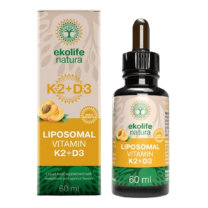 Ekolife Natura Liposomal Vitamin K2 + D3 meruňka 60 ml obraz