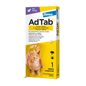 AdTab 12 mg Žvýkací tablety pro kočky >0, 5 – 2, 0kg 1 ks obraz