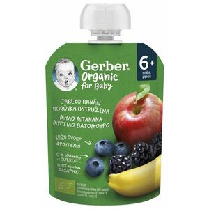Gerber Organic kapsička jablko, banán, borůvka a ostružina 90 g obraz