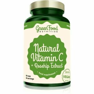GreenFood Nutrition Natural Vitamin C + Rosehip Extract kapsle pro podporu imunitního systému, krásnou pleť a nehty 60 cps obraz