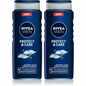 Nivea Men Protect & Care sprchový gel na obličej, tělo a vlasy 2 x 500 ml (výhodné balení) obraz