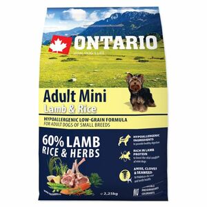 ONTARIO Adult Mini Lamb & Rice granule pro psy 1 ks, Hmotnost balení (g): 2, 25 kg obraz