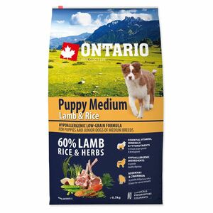 ONTARIO Puppy Medium Lamb & Rice granule pro štěňata 1 ks, Hmotnost balení (g): 6, 5 kg obraz