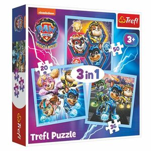 TREFL Puzzle 3v1 Mocná štěňata Paw Patrol The Mighty Movie 2023 obraz