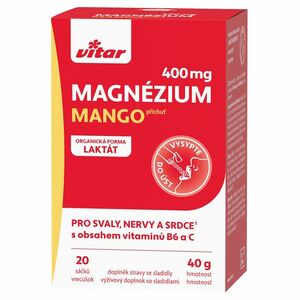 VITAR Magnézium 400 mg + vitamín B6 + vitamín C s příchutí mango 20 sáčků obraz
