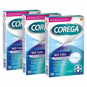 COREGA Bio tabs antibakteriální tablety pro zubní náhrady 3 x 30 kusů obraz