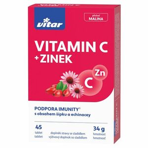 VITAR Vitamin C + zinek + echinacea + šípek s příchutí maliny 30+15 tablet obraz