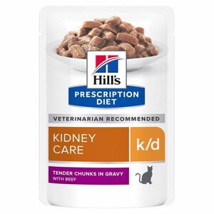 HILL'S Prescription Diet k/d hovězí kapsička pro kočky 12 x 85 g obraz