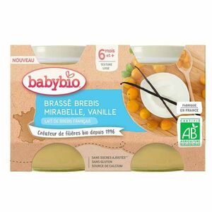 BABYBIO Brassé z ovčího mléka mirabelky vanilka 2 x 130 g obraz