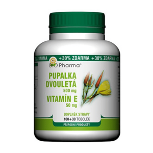 Bio Pharma Pupalka dvouletá 500 mg + Vitamín E 50 mg 130 tobolek obraz